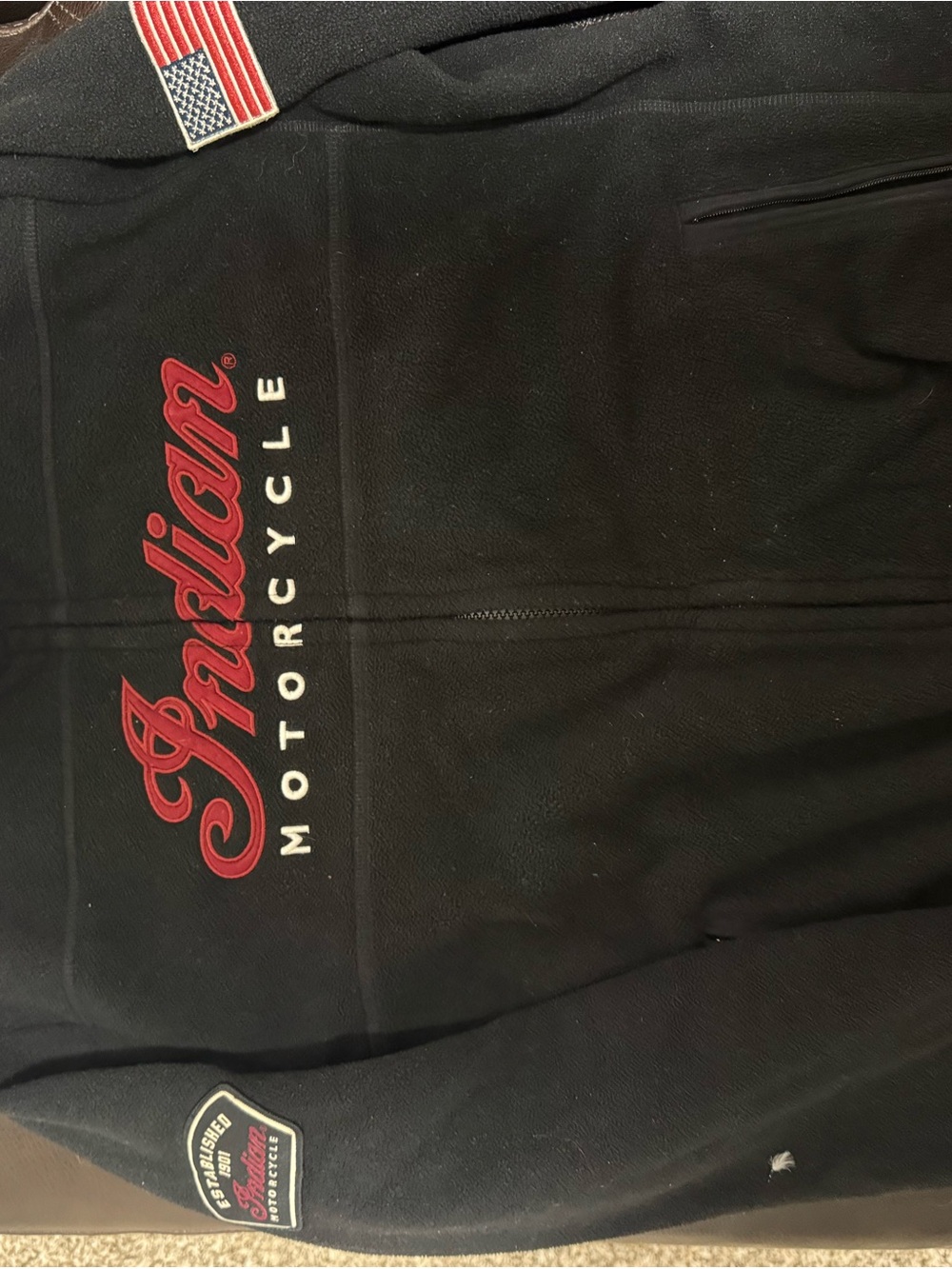 Indian Motorcycle Men's Black Zip-Up Jacket with Red Logo